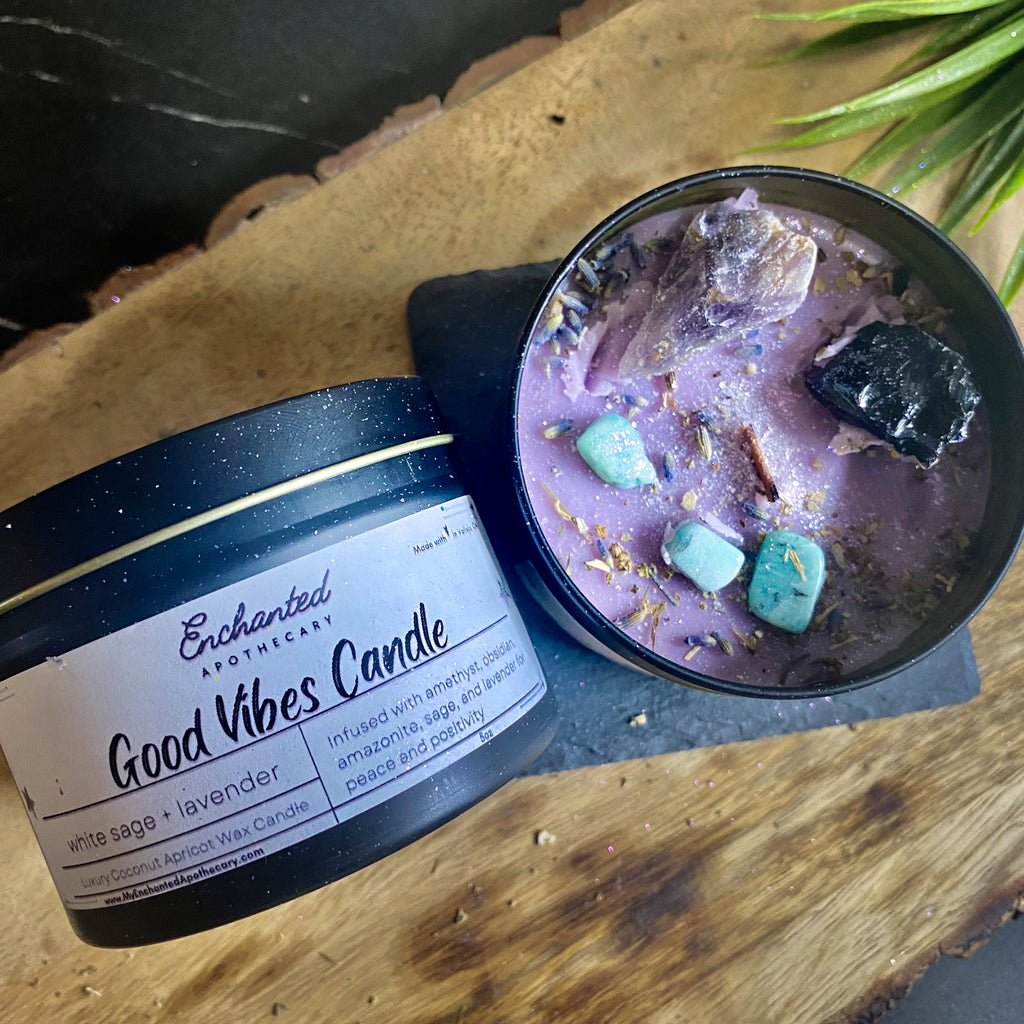 Good Vibes Only Crystal Candle